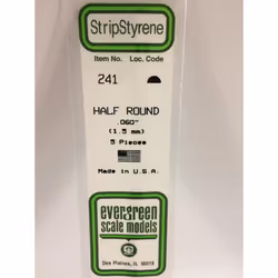 Evergreen 241 - 0.06"/1.5mm Polystyrene Half Round 14"/35cm Lengths 5 pcs