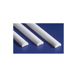 EverGreen EVG244 0.13 in. Styrene Half Round Railroad Building Supply, White