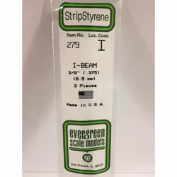 Evergreen 279 - 0.375"/9.5mm Polystyrene I-Beams 14"/35cm 2 pcs