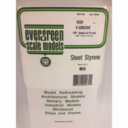 Evergreen 4030 - 0.030" Polystyrene V Groove Siding Sheet 6" x 12"