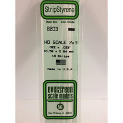 Evergreen 8203 - 0.022" x 0.033" Polystyrene HO-Scale Strips 14"/35cm 10pcs