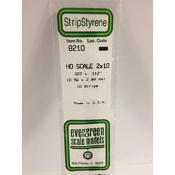Evergreen 8210 - 0.022" x 0.112" Polystyrene HO-Scale Strips 14"/35cm 10pcs