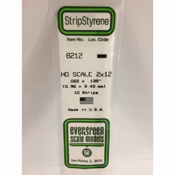 Evergreen 8212 - 0.022" x 0.135" Polystyrene HO-Scale Strips 14"/35cm 10pcs