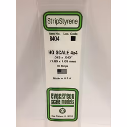 Evergreen 8404 - 0.043" x 0.043" Polystyrene HO-Scale Strips 14"/35cm 10pcs