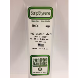 Evergreen 8408 - 0.043" x 0.090" Polystyrene HO-Scale Strips 14"/35cm 10pcs