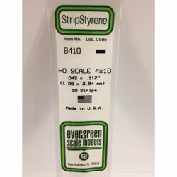 Evergreen 8410 - 0.043" x 0.112" Polystyrene HO-Scale Strips 14"/35cm 10pcs