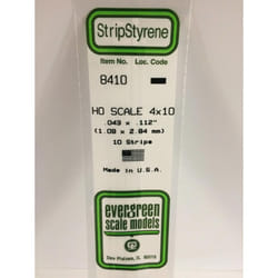 Evergreen 8410 - 0.043" x 0.112" Polystyrene HO-Scale Strips 14"/35cm 10pcs