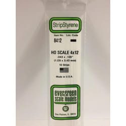 Evergreen 8412 - 0.043" x 0.135" Polystyrene HO-Scale Strips 14"/35cm 10pcs