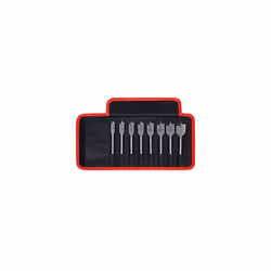 Flat Wood Drill Bit Kit - 8 Piece KFWDK08 High Speed Steel HSS 1/4 Inch Hex Shank Spade Drill Bits Set - Woodworking Hole Cut ...