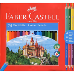 Faber-Castell 110324 Colour Pencil with 3 Bi-Colour Pencil/Sharpener (Pack of 24)