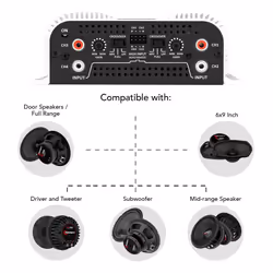 Taramps TS 1200x4 Amplifier Car Audio 1200W RMS 2 Ohms 4 Channels 2 Bridged Channels  Full Range Crossover Fixed RCA/Wire Input - Multichann