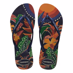 Havaianas Slim Tropical Flip Flops - Navy / Navy