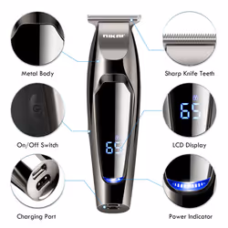 Mens Hair Clipper LED Display Cordless Electric Hair Trimmer Shaver
