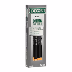 DIXON Industrial Phano Peel-Off China Marker Pencils, Black, 12-Pack (00077)