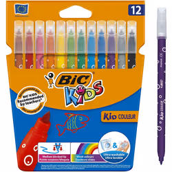 Kids Kid Colour Felt Tip Pens Assorted Colours Pack of 12 Medium Point