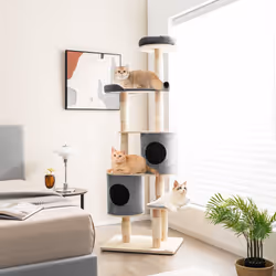 6-Tier Cat Tree Tower w/Condo & Sisal Scratching Posts - 190cm, Wooden