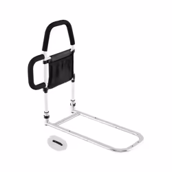 Safety Bed Rail for Elderly Adults with Dual Handrails Pocket & Straps