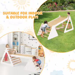 3 in 1 Toddler Climbing Toy Set Wooden Climber Bridge Kids Activity Center