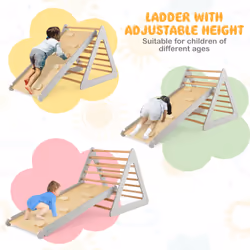 3 in 1 Toddler Climbing Toy Set Wooden Climber Bridge Kids Activity Center