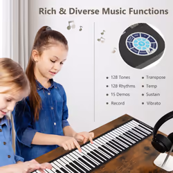 Portable 88-Key Roll Up Piano Rechargeable Digital Piano Keyboard Toy