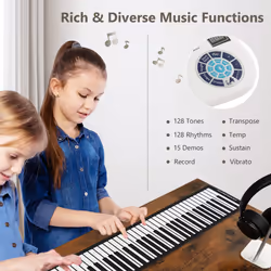 Portable 88-Key Roll Up Piano Rechargeable Digital Piano Keyboard Toy