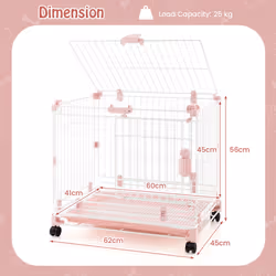 Folding Dog Kennel Metal Wire Dog Crate Cage w/Lockable Wheels & Doors