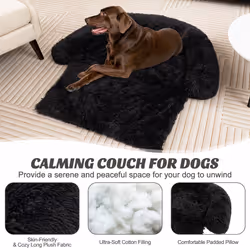 Plush Calming Dog Couch Bed Dog Sofa Bed Anti-Slip Bottom With Washable Cover
