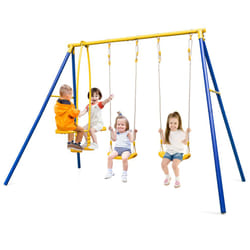 Metal Swing Set A-Frame Swing 2 Swing Seats & 2 Glider Seats (3-12yrs)