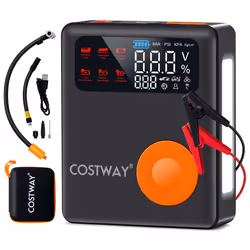 Car Battery 2000A 12V Portable Jump Starter w/ Air Compressor & Digital Tire Inflator