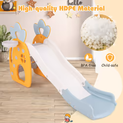 Indoor Foldable Kids Slide w/Pineapple-Theme Climber Ball & Hoop