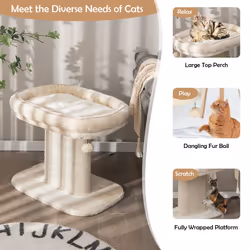 2-Tier Cat Tree Cat Tower Kitten Activity Center With Cozy Cat Bed