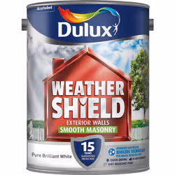 Dulux Weathershield Smooth Masonry Paint - Pure Brilliant White - 5L
