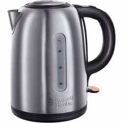 Russell Hobbs Brushed Stainless Steel & Black Electric 1.7L Cordless Kettle (Fast Boil 3KW, Removable washable anti-scale fil ...