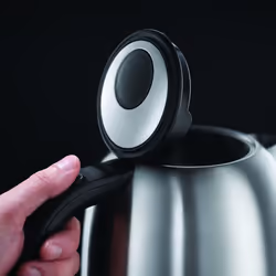 Russell Hobbs Brushed Stainless Steel & Black Electric 1.7L Cordless Kettle (Fast Boil 3KW, Removable washable anti-scale filter