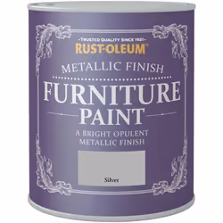 Rust-Oleum Metallic Finish Furniture Paint Silver 750ml