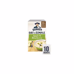 Quaker Oat So Simple Apple and Blueberry Porridge Sachets 36 g, 10 Count (Pack of 6)