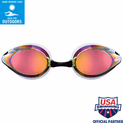 arena Tracks Mirror Anti-Fog Competition Unisex Swimming Goggles for Adults, Swimming Goggles with Mirrored Lenses, UV Protection, 4 Replaceable Nose