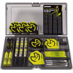 WINMAU Michael van Gerwen MvG Steeltip Gift Set - 50 Piece Darts Set with 4 sets of Shafts, 4 sets of Flights plus Accessories