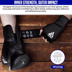 RDX Boxing Hand Wraps Inner Gloves for Punching - Half Finger Elasticated Bandages under Mitts Fist Protection - Great for MMA, Muay Thai, Kickboxing,