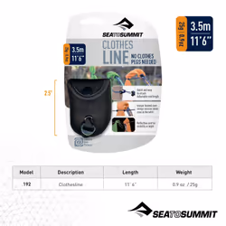 SEA TO SUMMIT - Lite Line Clothesline 3.5m - No Pegs Needed - Tiny & Compact - Dual Reflective Cord With Beads - For Backpacking & Camping - Black -