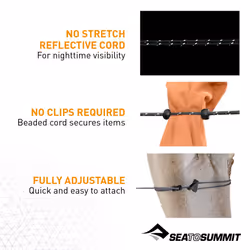 SEA TO SUMMIT - Lite Line Clothesline 3.5m - No Pegs Needed - Tiny & Compact - Dual Reflective Cord With Beads - For Backpacking & Camping - Black -