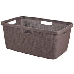 Curver Jute Woven Effect 70% Recycled Rectangular Laundry Basket 46 Litres ? Peppercorn