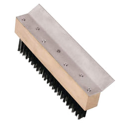 Vogue Pizza Oven Brush Head with Scraper, 10 inch Head, Brown, Carbon Steel Bristles, Size: 80(H) x 255(W)mm, Handle (GE211) Sold Separately, GE204