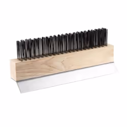Vogue Pizza Oven Brush Head with Scraper, 10 inch Head, Brown, Carbon Steel Bristles, Size: 80(H) x 255(W)mm, Handle (GE211) Sold Separately, GE204