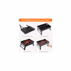 AGM Charcoal Barbecue, Portable Foldable BBQ Grill, Table Charcoal BBQ for Picnic, Travel, Garden, Camping-M Size