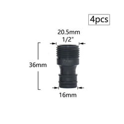 16mm Nipple Quick Connectors With 1/2 3/4 Inch Male Female Thread Garden - A