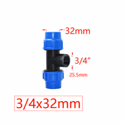 20/25/32/40/50mm PE Tube Quick Connector Elbow Tee Water Splitter Plastic - 3I4 x 32mm
