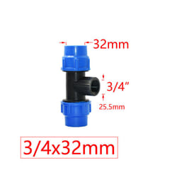 20/25/32/40/50mm PE Tube Quick Connector Elbow Tee Water Splitter Plastic - 3I4 x 32mm
