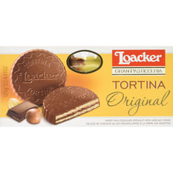 Loacker Tortina Milk Chocolate Covered Wafer Biscuit with Hazelnut Cream, 125g