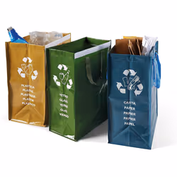 Perfetto Set of 3 Pieces Container Recycle Bag, Multi-Coloured, One Size